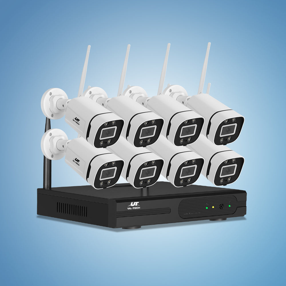 UL-tech Wireless CCTV Security System 8CH NVR 3MP 8 Square Cameras - MarKay Outdoors