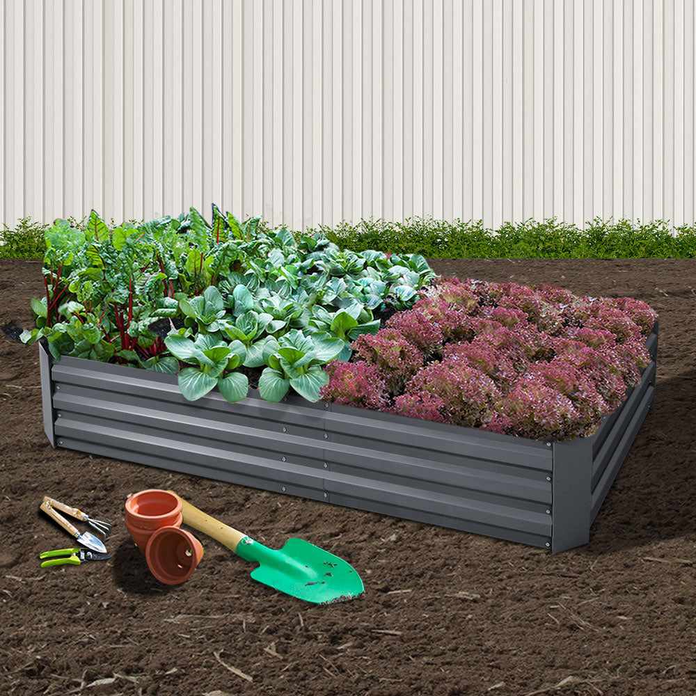 Green Fingers Garden Bed 180x90cm Planter Box Raised Container Galvanised Steel - MarKay Outdoors