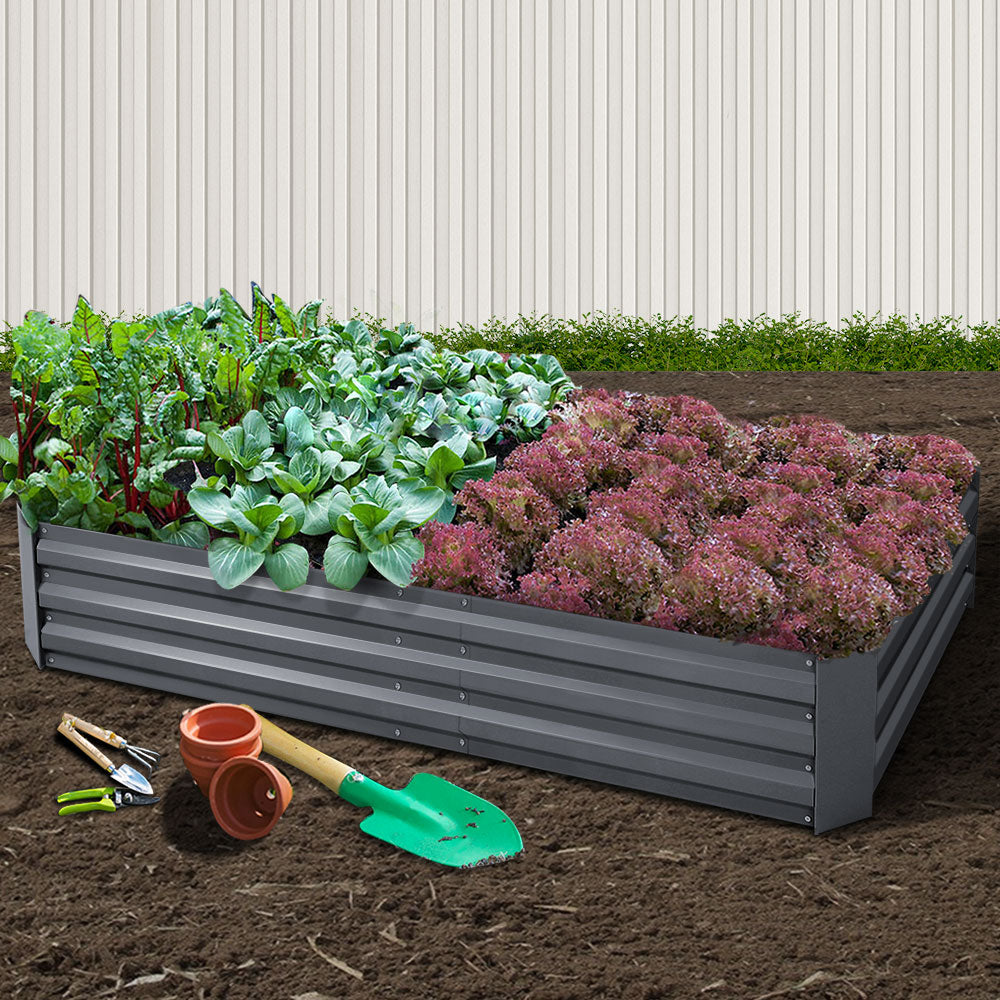 Green Fingers Garden Bed 210x90cm Planter Box Raised Container Galvanised Steel - MarKay Outdoors
