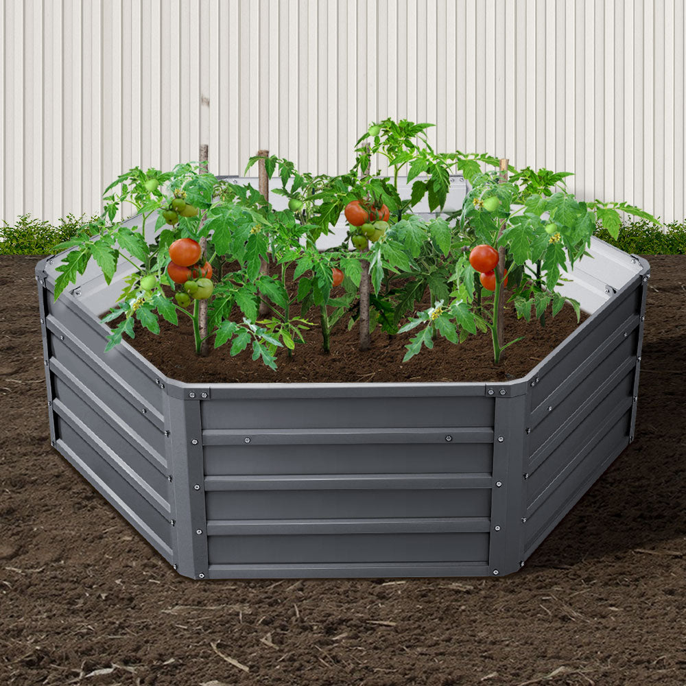 Green Fingers 2x Garden Bed 130x130x46cm Planter Box Raised Container Galvanised - MarKay Outdoors