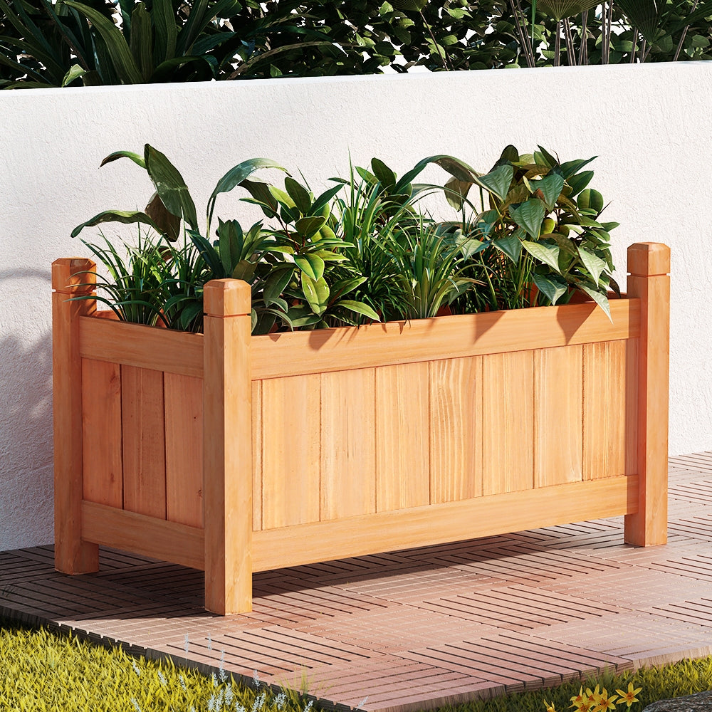 Green Fingers Garden Bed 60x30x33cm Wooden Planter Box Raised Container Growing - MarKay Outdoors