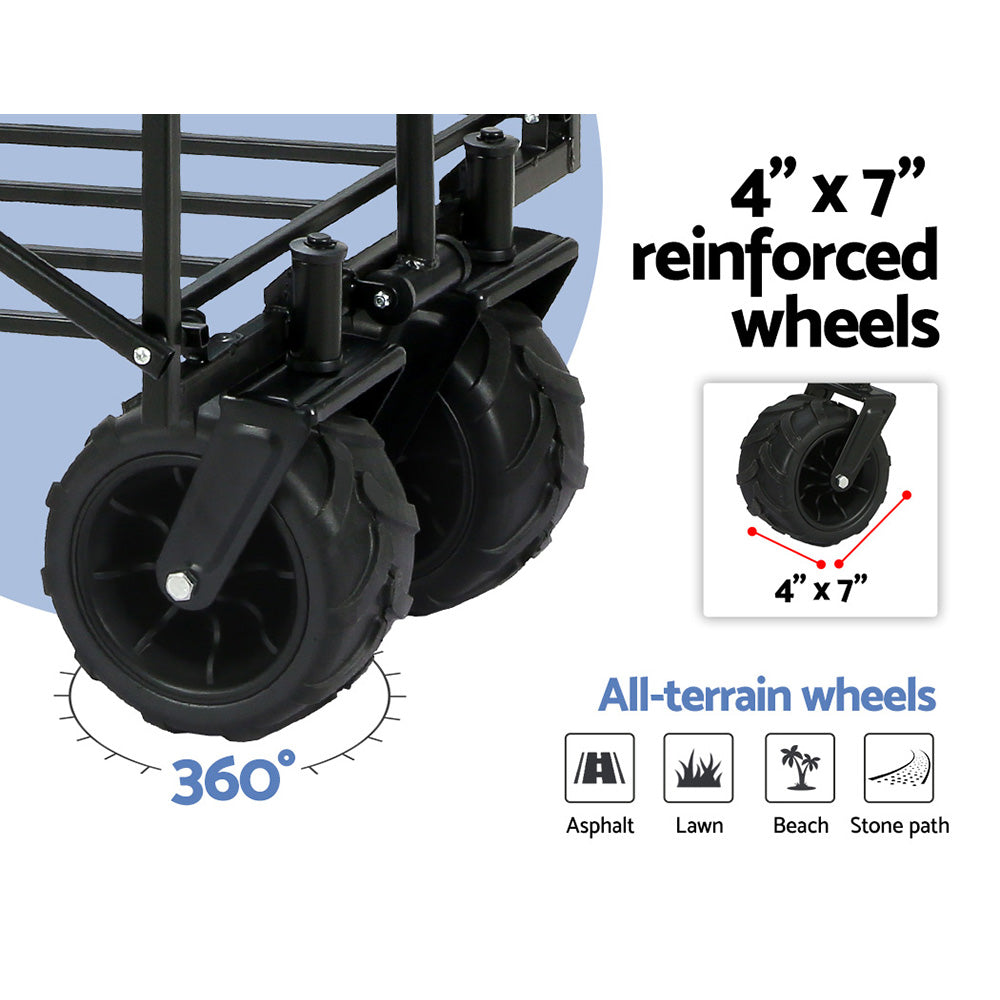 Gardeon Foldable Wagon Cart Trolley Cart Collapsible Beach Outdoor Garden Cart - MarKay Outdoors