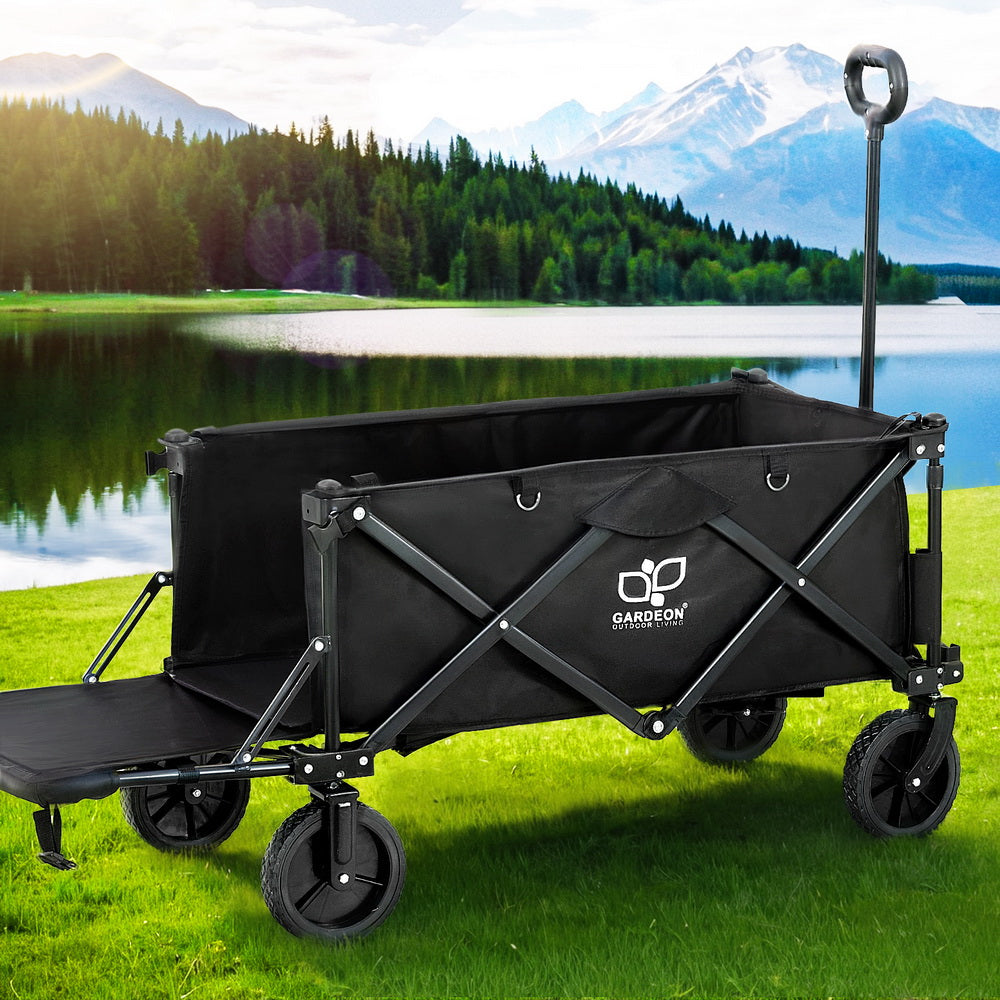 Gardeon Garden Cart with Opening Rear Black - MarKay Outdoors