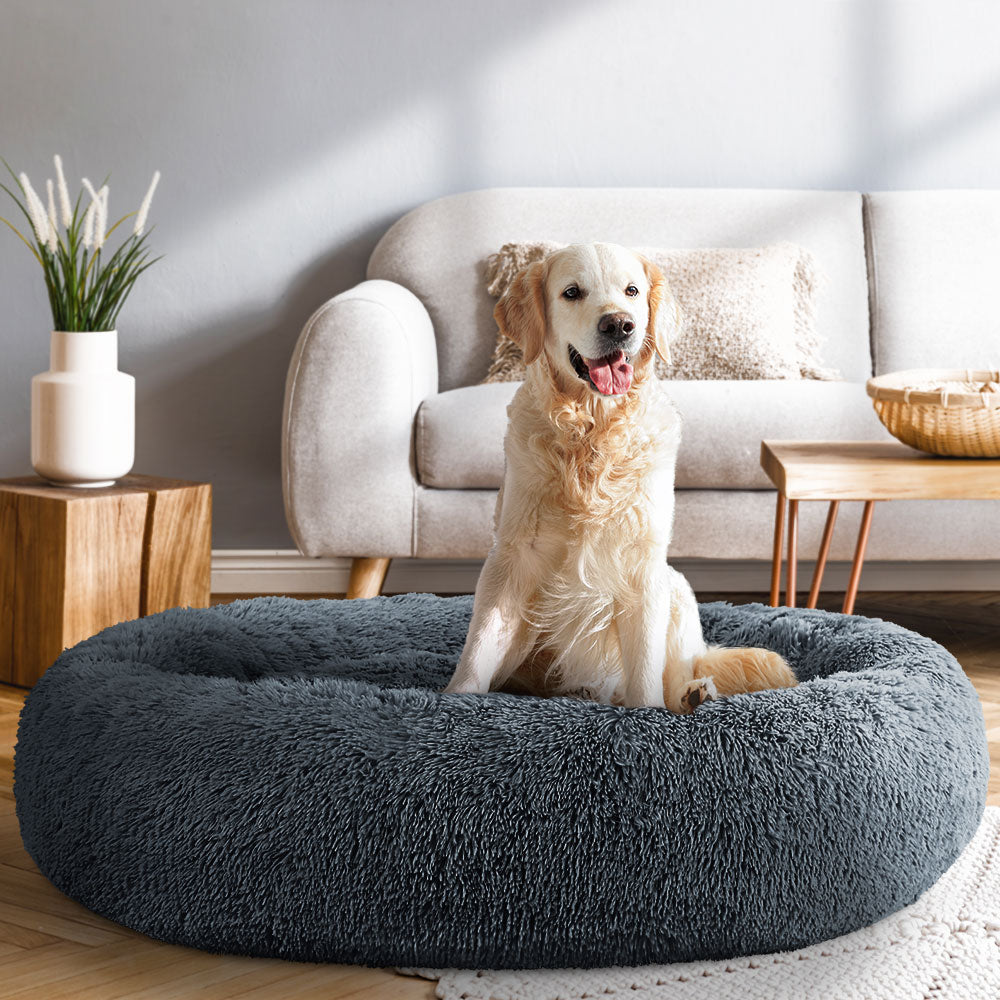 i.Pet Pet Bed Dog Cat 110cm Calming Extra Large Soft Plush Dark Grey - MarKay Outdoors
