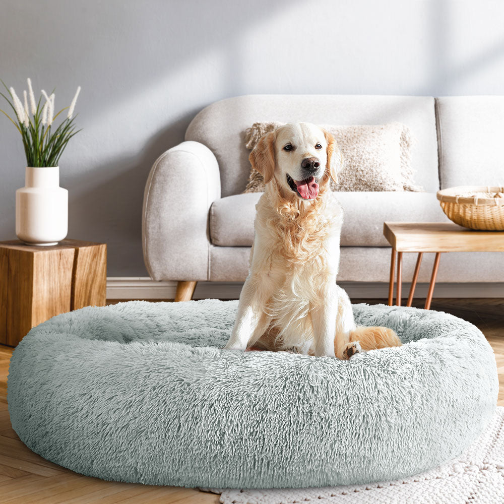 i.Pet Pet Bed Dog Cat 110cm Calming Extra Large Soft Plush Light Grey - MarKay Outdoors