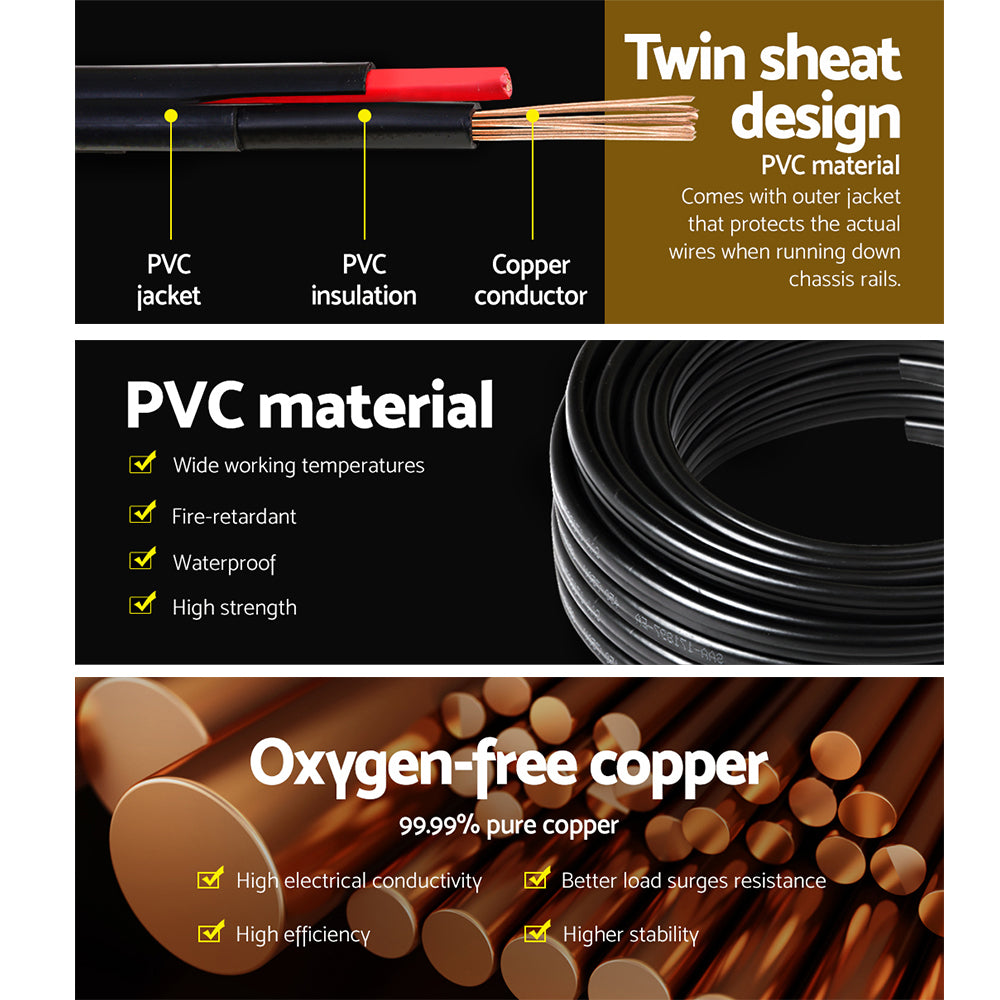 2.5MM Electrical Cable Twin Core Extension Wire 100M Car Solar Panel 450V - MarKay Outdoors
