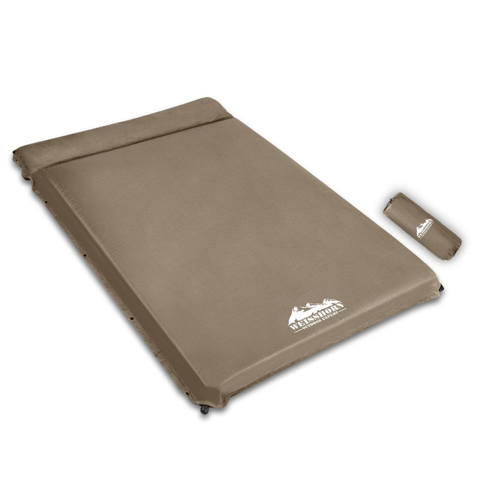 Weisshorn Double Size Self Inflating Mattress Mat 10CM Thick Coffee - MarKay Outdoors