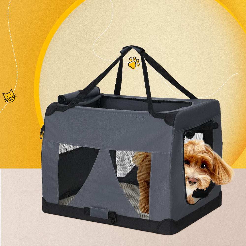 i.Pet Pet Carrier Soft Crate Dog Cat Travel Portable Cage Kennel Foldable Car M - MarKay Outdoors