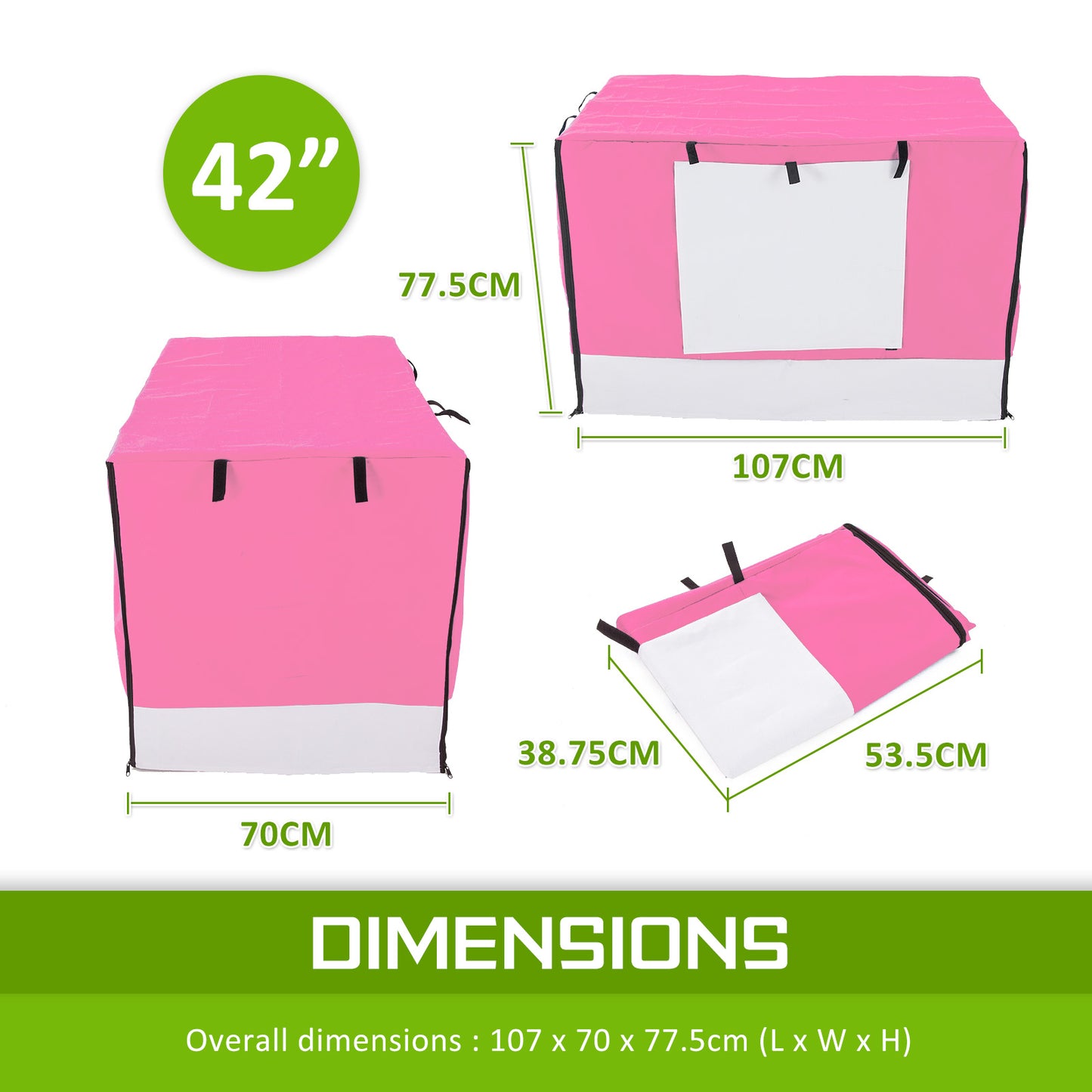 Paw Mate Pink Cage Cover Enclosure for Wire Dog Cage Crate 42in - MarKay Outdoors