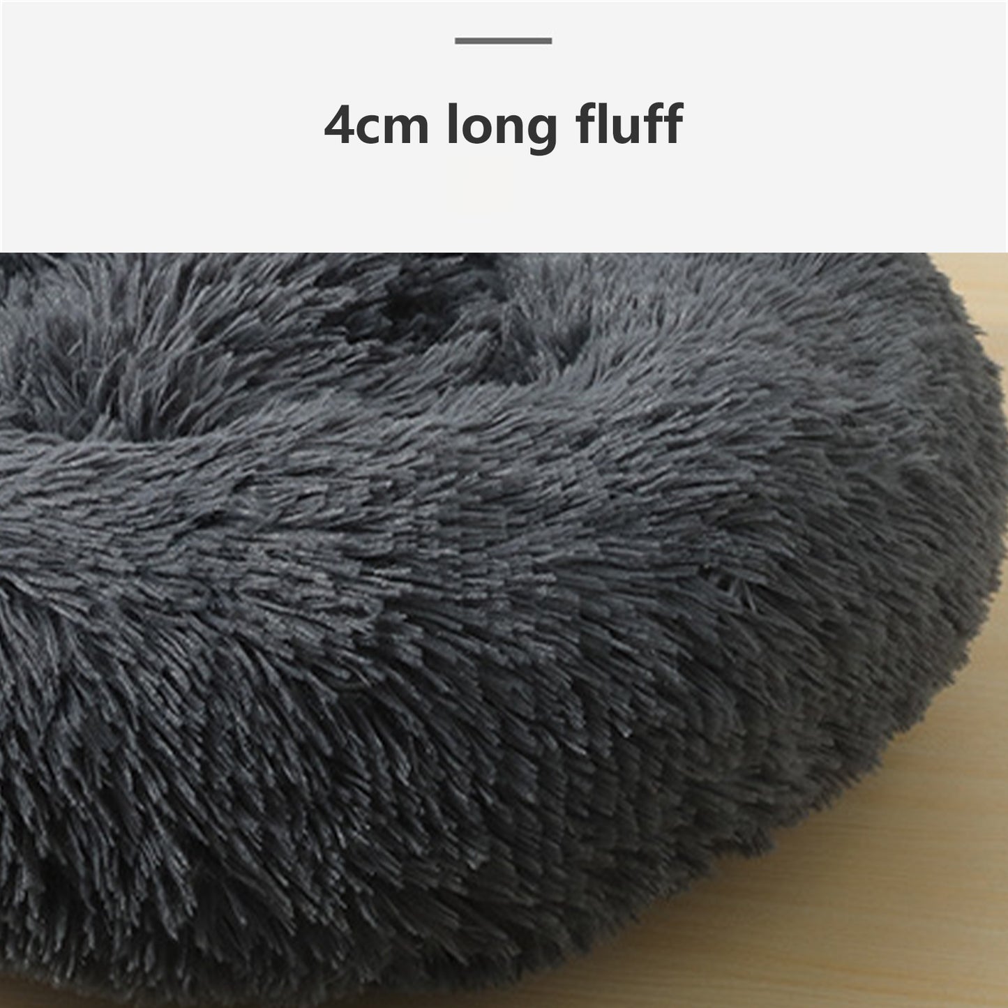 Dog Pet Cat Calming Bed Warm Plush Round Nest Comfy Sleeping Bed Dark Grey 90cm