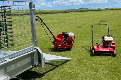 Lawn Care Trailer Hire Mackay | Aerator + Dethatcher + Rakes Included