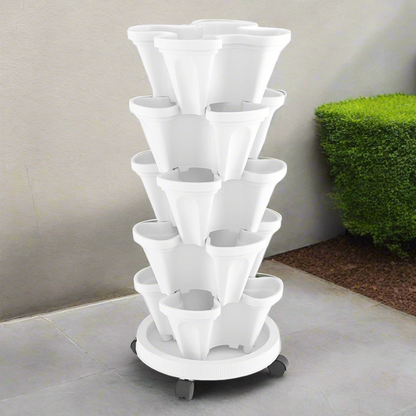 Green Fingers Garden Bed 5 Tier Vertical Garden Strawberry Stackable Planters Herbs Petunias