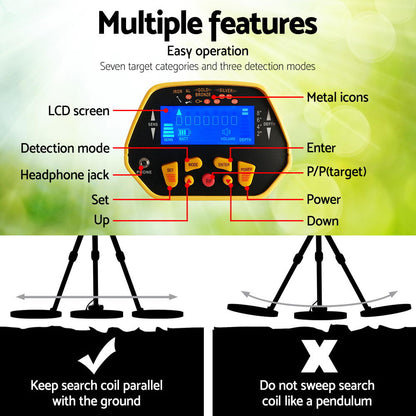 Metal Detector 180MM Deep Sensitive Waterproof Pinpointer Treasure Hunter Yellow