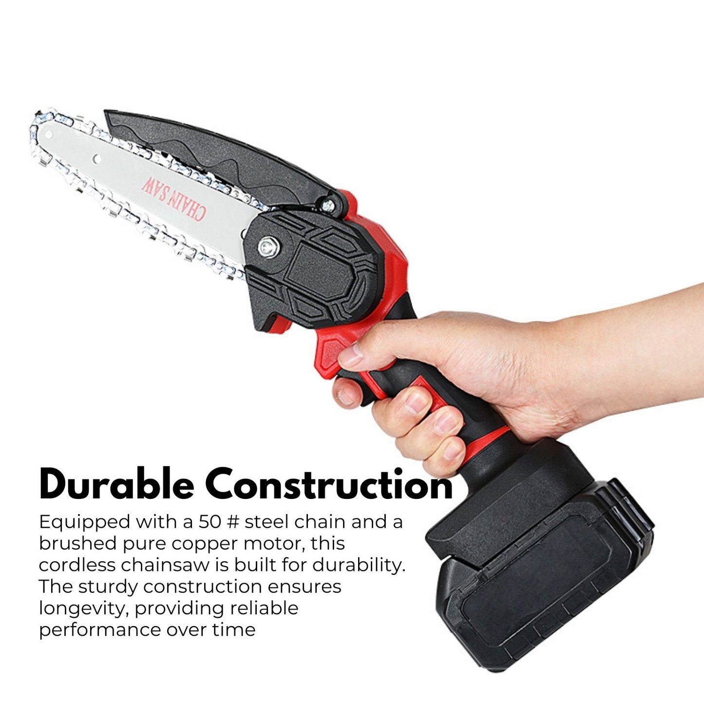 RYNOMATE Mini Handheld 6 Inch Cordless Electric Chainsaw RNM-MEC-100-XB