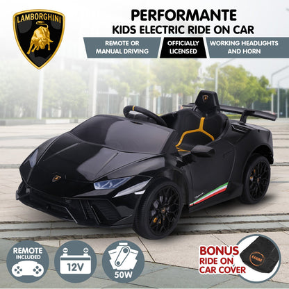 Kahuna Lamborghini Performante Kids Electric Ride On Car Remote Control - Black