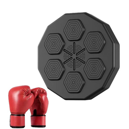 Smart Wall-Mounted Boxing Trainer With Adult Gloves - With Adult Black Gloves