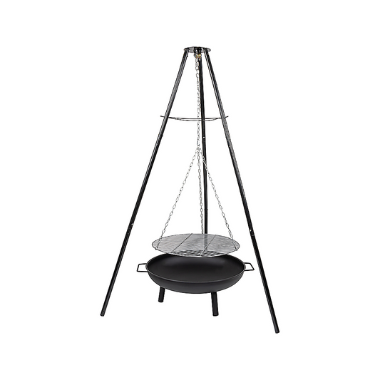 Tripod Garden Fire Pit BBQ Barbecue Cast Iron & Steel Fire Pit Bowl Round