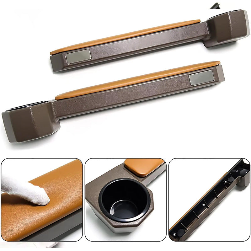 Toyota Land Cruiser FJ76/FJ79 Door Armrest Cup Holder Set - Brown Leather