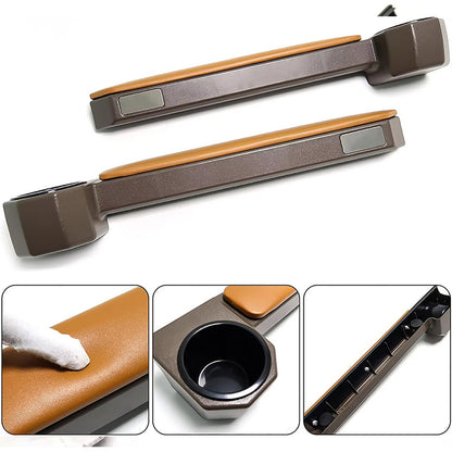 Toyota Land Cruiser FJ76/FJ79 Door Armrest Cup Holder Set - Brown Leather