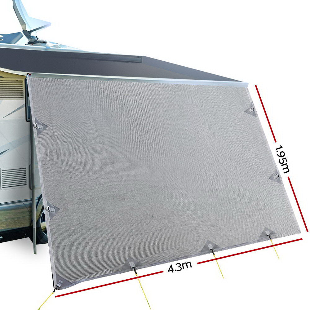 Caravan Privacy Screens Roll Out Awning 4.3X1.95M End Wall Side Sun Shade Screen - MarKay Outdoors