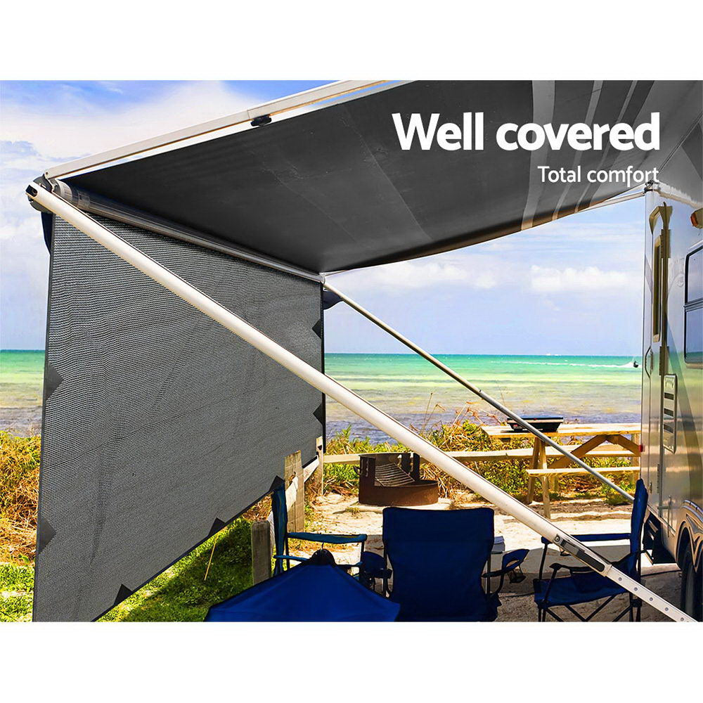 Caravan Privacy Screens Roll Out Awning 4.3X1.95M End Wall Side Sun Shade Screen - MarKay Outdoors