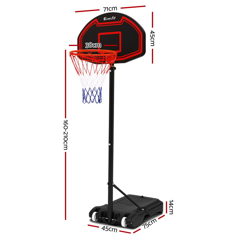 Everfit 2.1M Adjustable Portable Basketball Stand Hoop System Rim Black - MarKay Outdoors