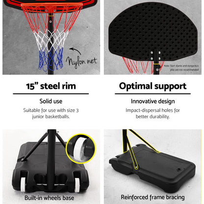 Everfit 2.1M Adjustable Portable Basketball Stand Hoop System Rim Black - MarKay Outdoors