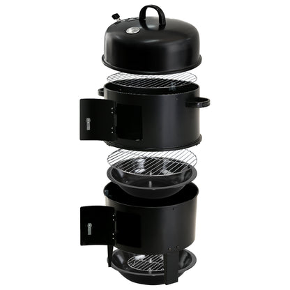 Grillz 3-in-1 Charcoal BBQ Smoker - Black - MarKay Outdoors