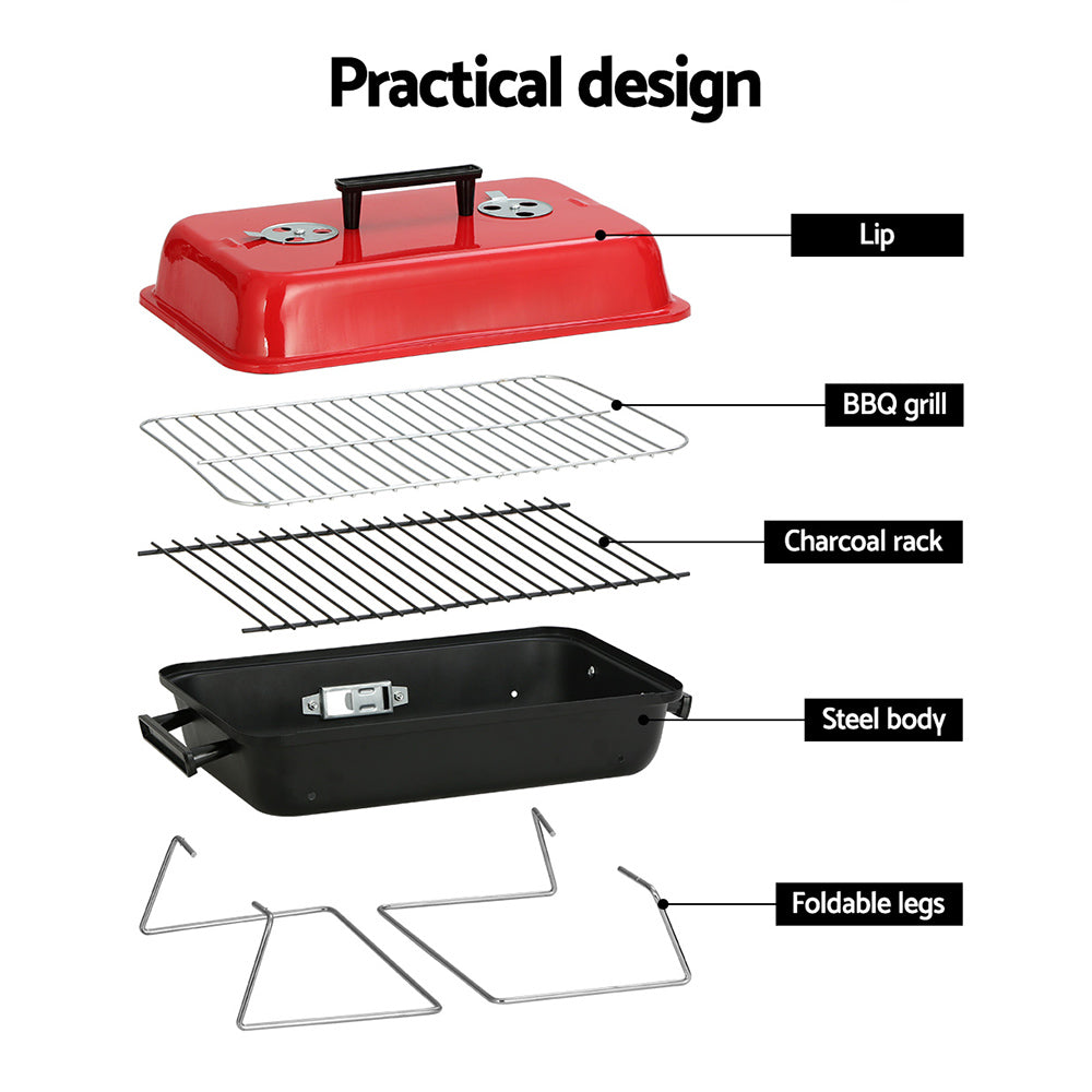 Grillz Charcoal BBQ Portable Grill Camping Barbecue Outdoor Cooking Smoker - MarKay Outdoors