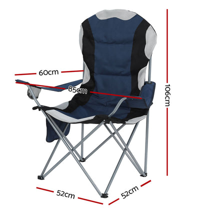 Weisshorn 2X Camping Chairs Folding Arm Chair Portable Camping Garden Fishing - MarKay Outdoors