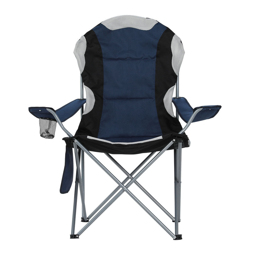 Weisshorn 2X Camping Chairs Folding Arm Chair Portable Camping Garden Fishing - MarKay Outdoors