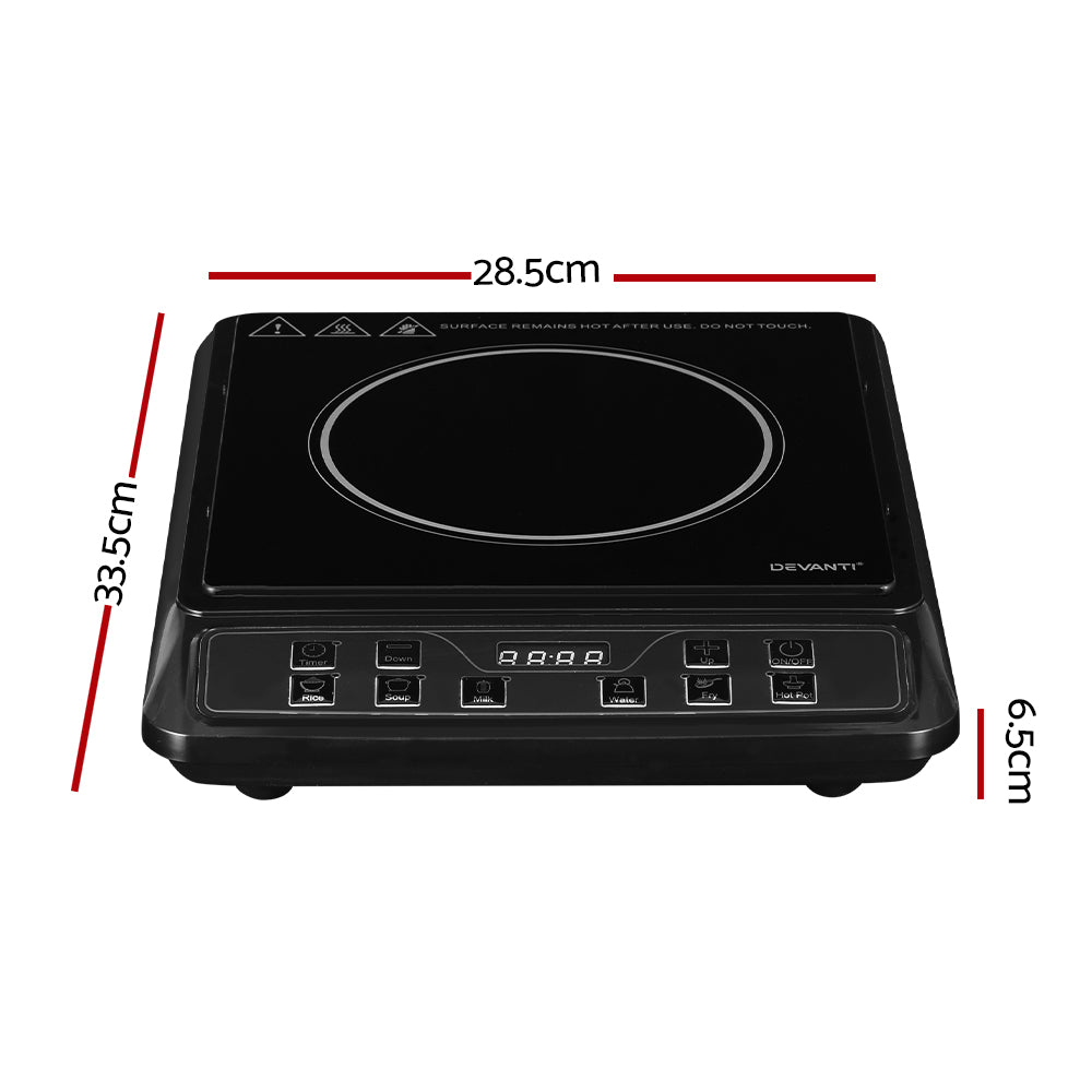 Devanti Electric Induction Cooktop Portable Cook Top Ceramic Kitchen Hot Plate - MarKay Outdoors