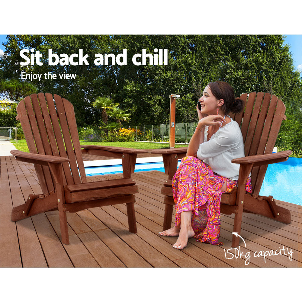 Gardeon Outdoor Furniture Beach Chair Wooden Adirondack Patio Lounge Garden - MarKay Outdoors