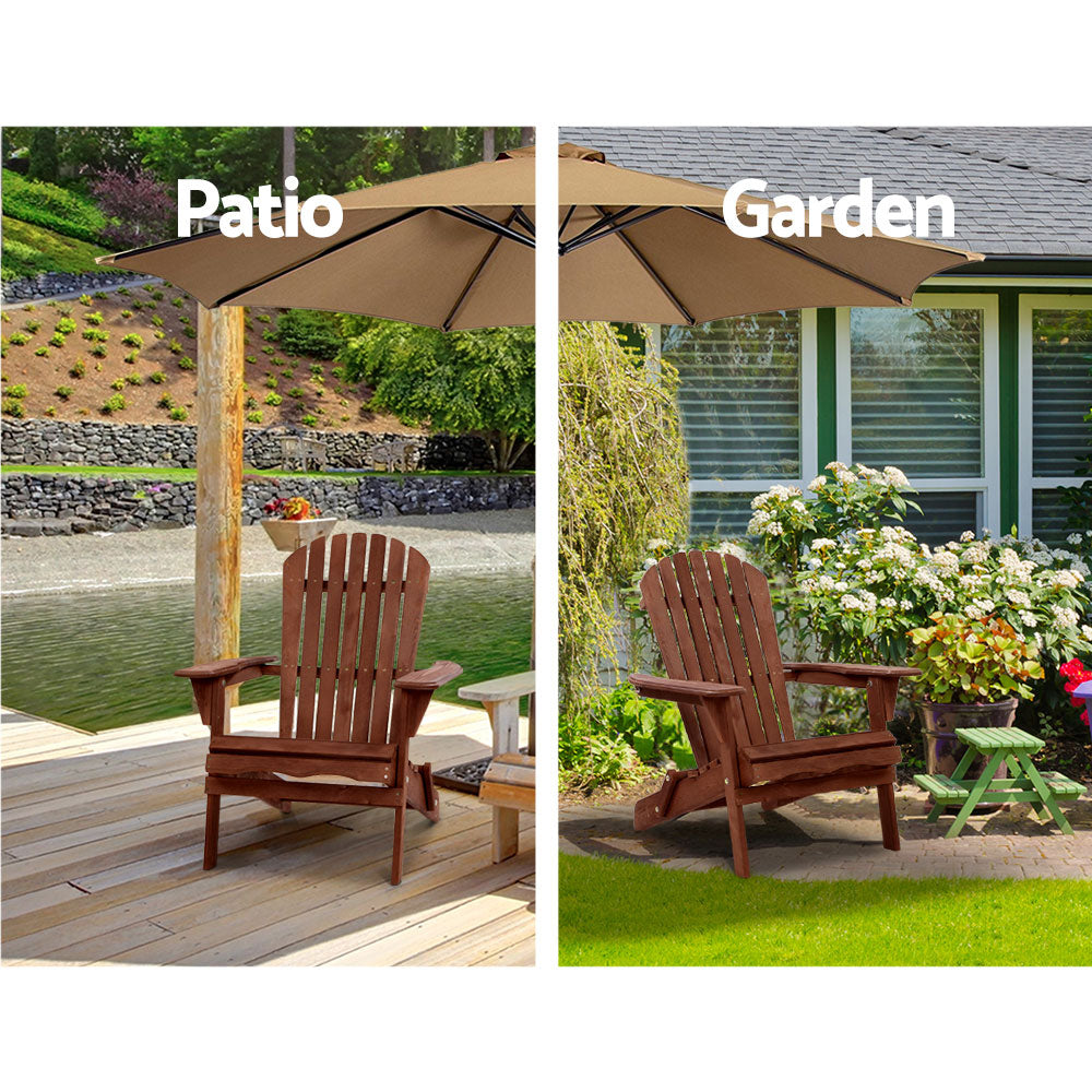 Gardeon Outdoor Furniture Beach Chair Wooden Adirondack Patio Lounge Garden - MarKay Outdoors