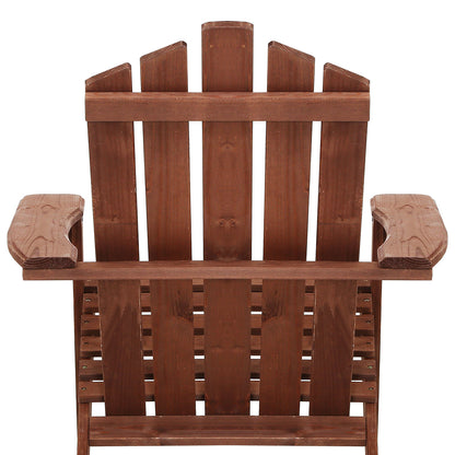 Gardeon Outdoor Sun Lounge Beach Chairs Table Setting Wooden Adirondack Patio Brown Chair