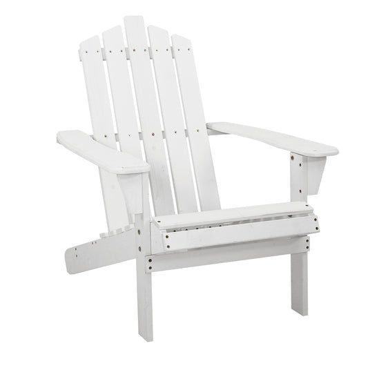 Gardeon Outdoor Sun Lounge Beach Chairs Table Setting Wooden Adirondack Patio - White - MarKay Outdoors