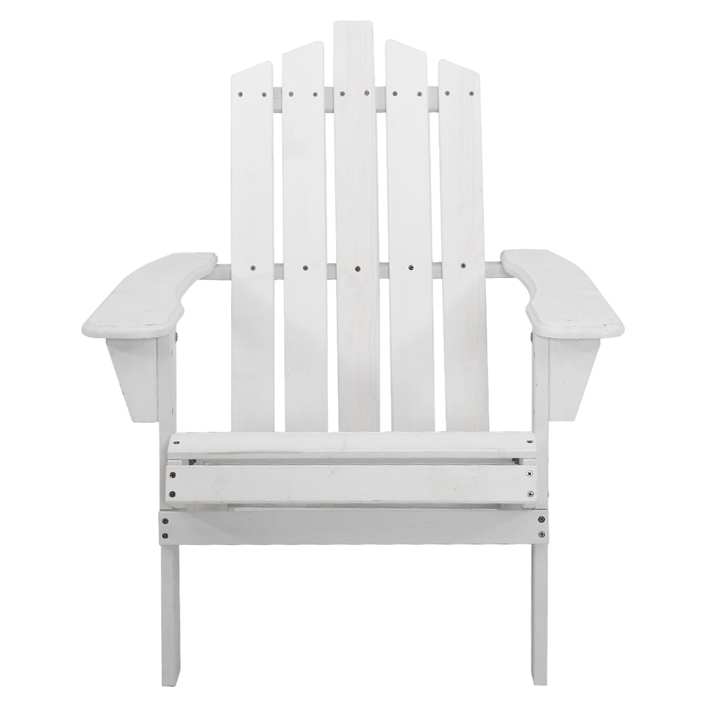 Gardeon Outdoor Sun Lounge Beach Chairs Table Setting Wooden Adirondack Patio - White - MarKay Outdoors