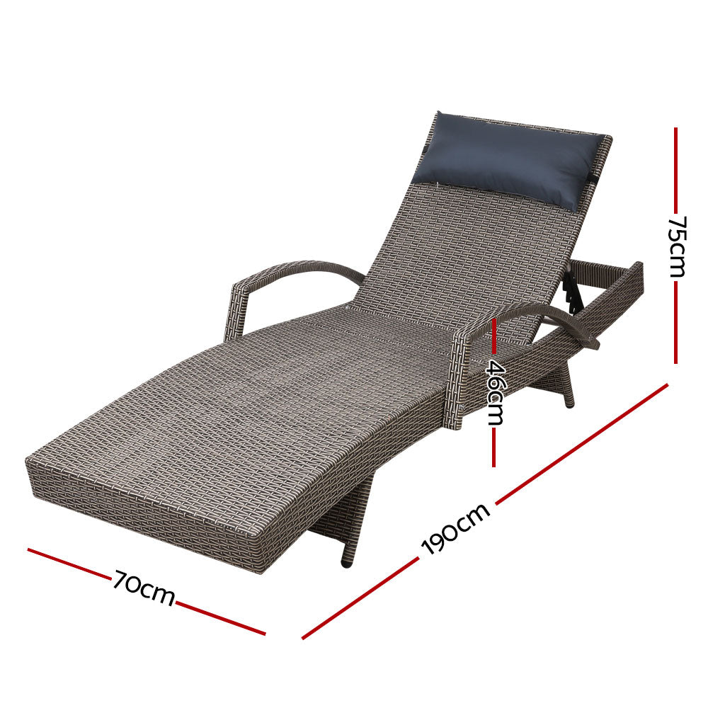 Gardeon Outdoor Sun Lounge Furniture Day Bed Wicker Pillow Sofa Set - MarKay Outdoors