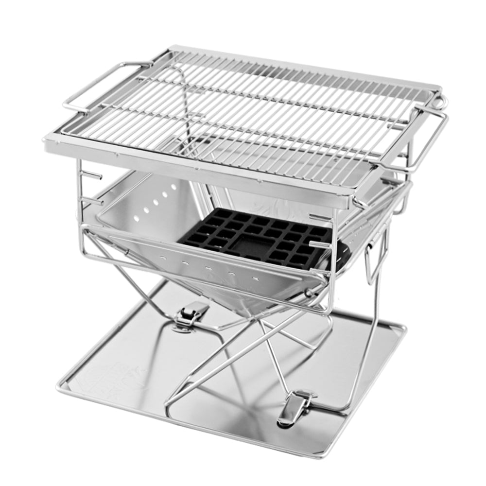 Grillz Camping Fire Pit BBQ Portable Folding Stainless Steel Stove Outdoor Pits - MarKay Outdoors