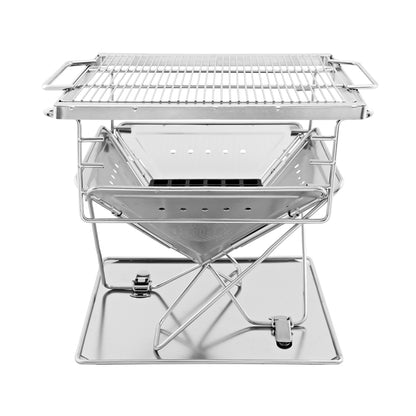 Grillz Camping Fire Pit BBQ Portable Folding Stainless Steel Stove Outdoor Pits - MarKay Outdoors