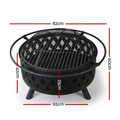 Fire Pit BBQ Charcoal Grill Ring Portable Outdoor Kitchen Fireplace 32" - MarKay Outdoors