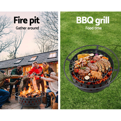 Fire Pit BBQ Charcoal Grill Ring Portable Outdoor Kitchen Fireplace 32" - MarKay Outdoors