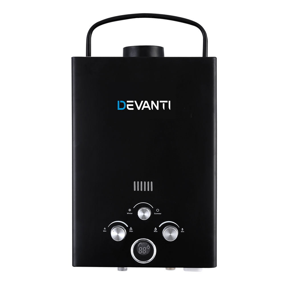 Devanti Outdoor Portable Gas Water Heater 8LPM Camping Shower Black - MarKay Outdoors