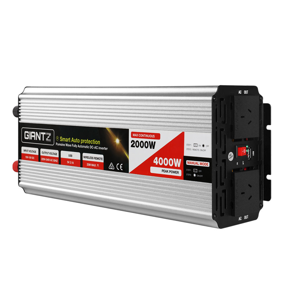 Giantz Power Inverter 2000W or 4000W Pure Sine Wave 12V-240V Camping Boat Caravan - MarKay Outdoors