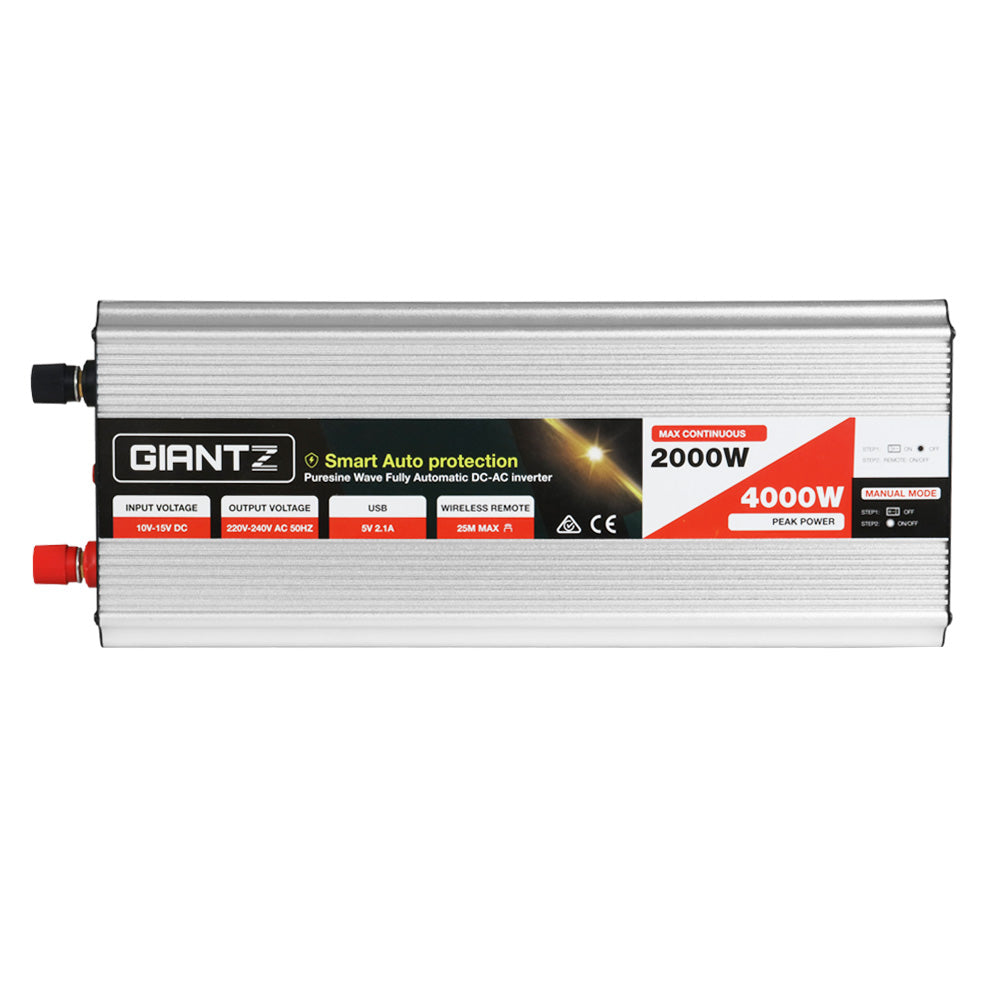 Giantz Power Inverter 2000W or 4000W Pure Sine Wave 12V-240V Camping Boat Caravan - MarKay Outdoors