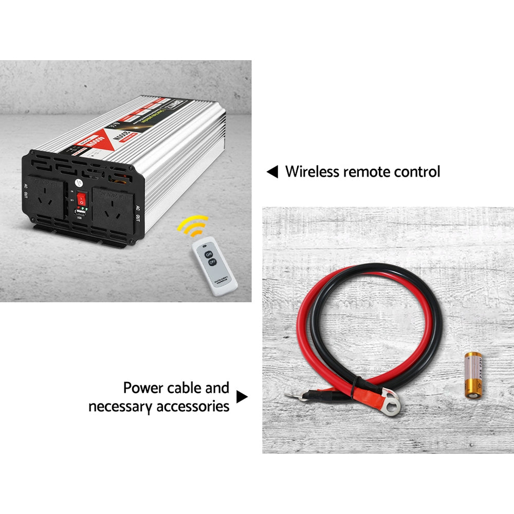 Giantz Power Inverter 2000W or 4000W Pure Sine Wave 12V-240V Camping Boat Caravan - MarKay Outdoors