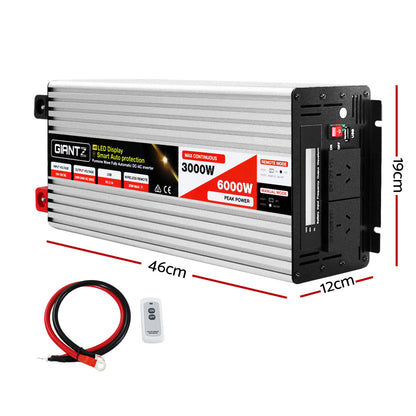 Giantz Power Inverter 3000W or 6000W Pure Sine Wave 12V-240V Camping Boat Caravan - MarKay Outdoors