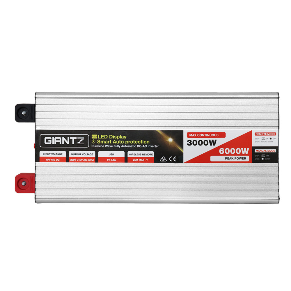 Giantz Power Inverter 3000W or 6000W Pure Sine Wave 12V-240V Camping Boat Caravan - MarKay Outdoors