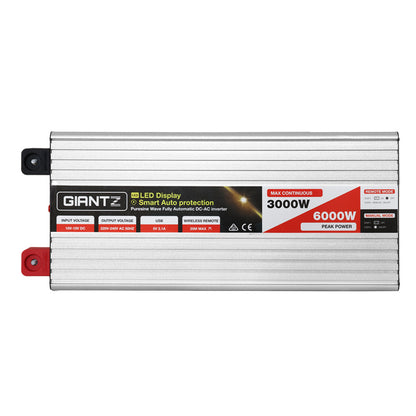 Giantz Power Inverter 3000W or 6000W Pure Sine Wave 12V-240V Camping Boat Caravan - MarKay Outdoors