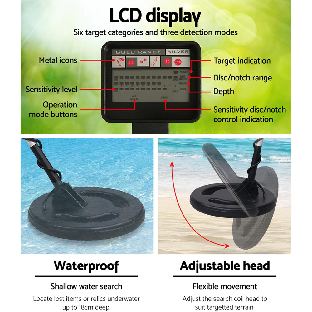 LCD Screen Metal Detector with Headphones - Black - MarKay Outdoors